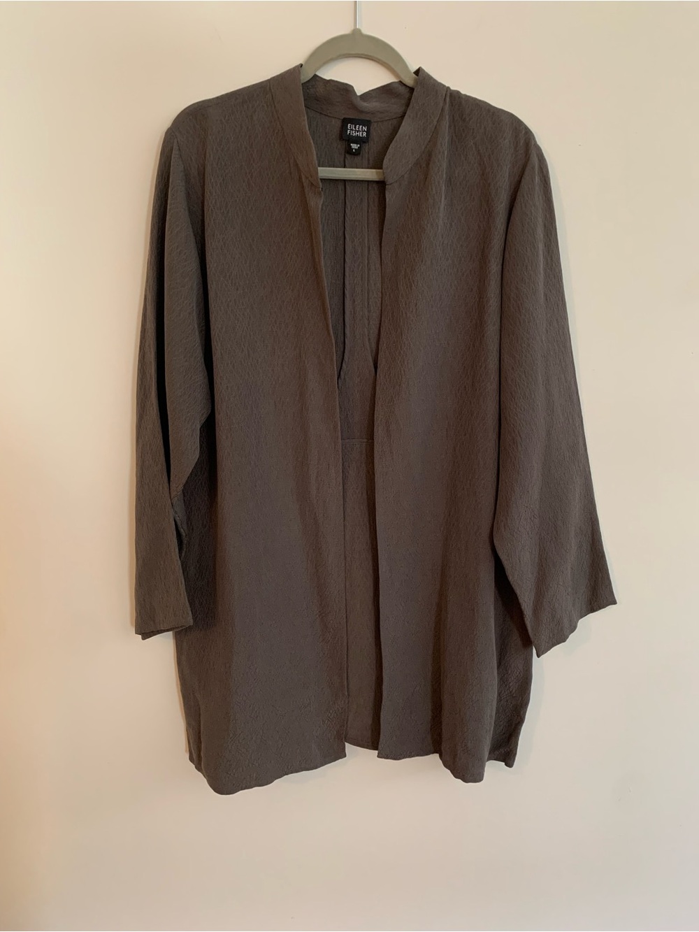 Eileen Fisher Brown Textured Open-Front Tunic Jacket